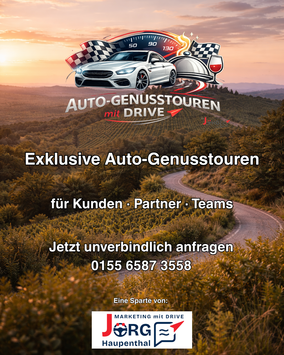 Exklusive Auto-Genusstouren für Kunden, Partner und Teams in stilvoller Weinlandschaft